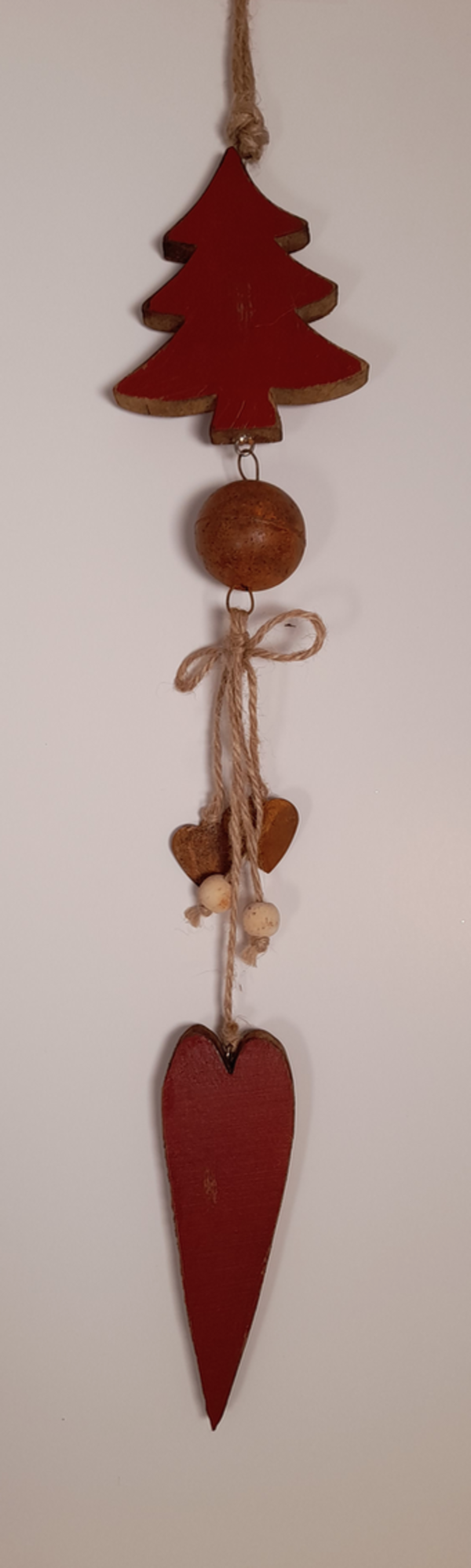 Dekoratief Pendentif bois arbre  rouge  9x35cm. 2ass.