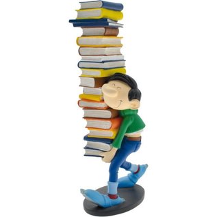 Plastoy Gaston Lagaffe Statue - Gaston mit Stapel Büchern