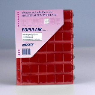 Importa Münzblätter Populair 42 Fächer rote Zwischenlagen - 4er-Packung