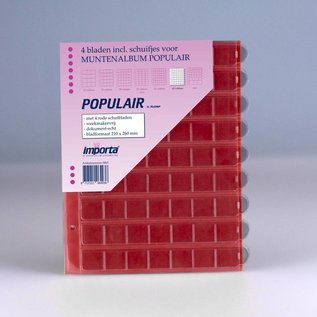 Importa Münzblätter Populair 63 Fächer rote Zwischenlagen - 4er-Packung