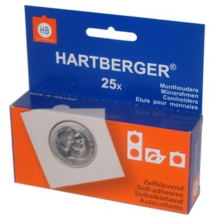 Hartberger coinholders self adhesive square 24 mm - set of 25