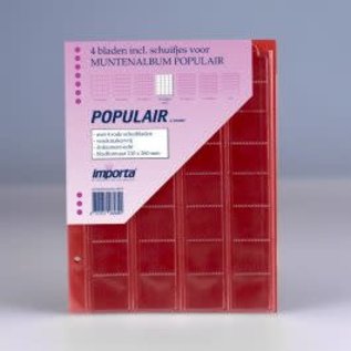 Importa Münzblätter Populair 32 Fächer rote Zwischenlagen - 4er-Packung