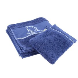 moulinsart Tintin towel and washcloth dark blue