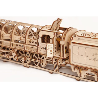 UGears Mechanische Lokomotive aus Holzbausatz mit Tender