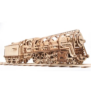 UGears Mechanische Lokomotive aus Holzbausatz mit Tender