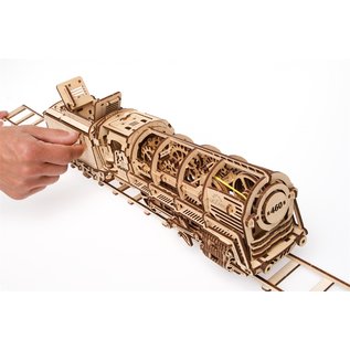 UGears Mechanische Lokomotive aus Holzbausatz mit Tender