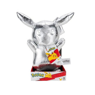 Jazwares Pokémon knuffel - Zilveren Pikachu - 25th Anniversary - 24 cm