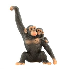 Bullyland wilde dieren figuur - Chimpansee met baby