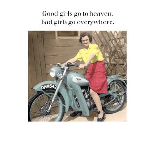 Cath Tate Wenskaart - Good girls go to heaven. Bad girls go everywhere.