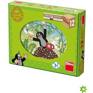 Dino The Little Mole - Wooden Jigsaw Cubes - 12 cubes with 6 different puzzles
