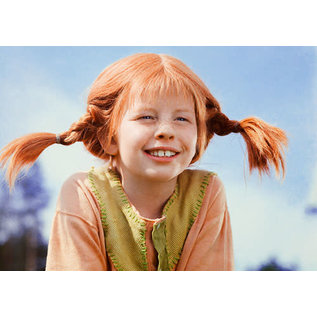 modern times Pippi Langstrumpf Postkarte - Pippi Grinst