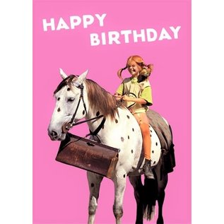 modern times Pippi Longstocking postcard -  Happy Birthday card