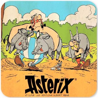 Logoshirt Asterix - coaster - Asterix en Obelix met Everzwijnen