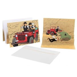 moulinsart Kuifje pop-up kaart - Kuifje en het Zwarte Goud - De rode Jeep
