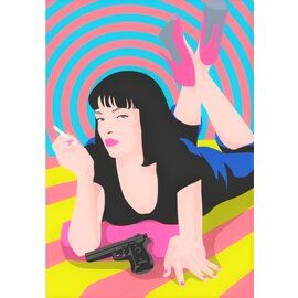 Nobis Design Pop Art New Generation postcard - Pulp Fiction Mia Wallace - Uma Thurman