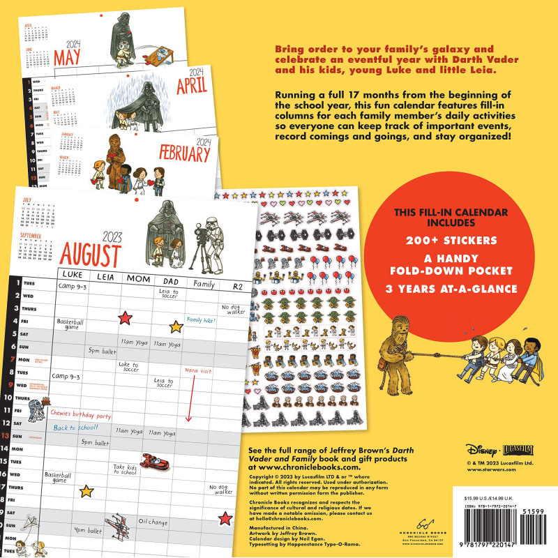 Chroncile Books Star Wars Family Calendar Darth Vader and Family