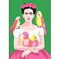 Nobis Design Postkaart Pop Art New Generation - Frida Kahlo met papegaaien