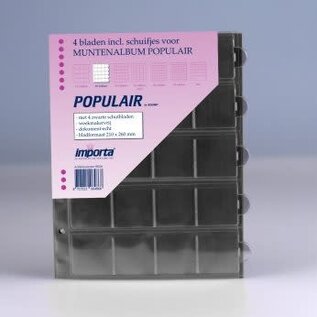 Importa coin pages Populair 20 pockets black interleaving - set of 4