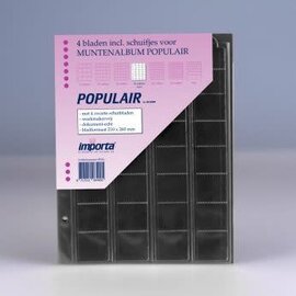 Importa Münzblätter Populair 32 Fächer schwarze Zwischenlagen - 4er-Packung