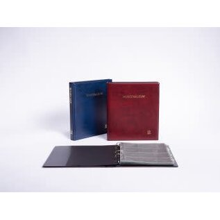 Importa Populair De Luxe coin album with 5 coin sheets and black interleaving - red binder