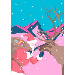 Nobis Design Christmas card Luminous - Santa Claus with Reindeer