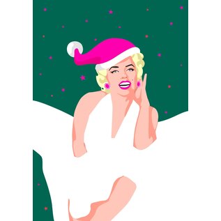 Nobis Design Pop Art New Generation Christmas card - Marilyn Monroe with Christmas hat