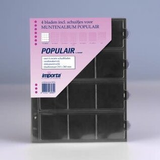 Importa Münzblätter Populair 12 Fächer schwarze Zwischenlagen - 4er-Packung