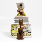 Plastoy Lucky Luke beeld met stapel stripboeken & Rataplan