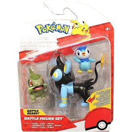 Jazwares Pokémon Battle Figure Set - Axew + Luxio + Piplup