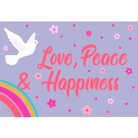 Nobis Design Happiness - Love, Peace & Happiness postkaart - ansichtkaart