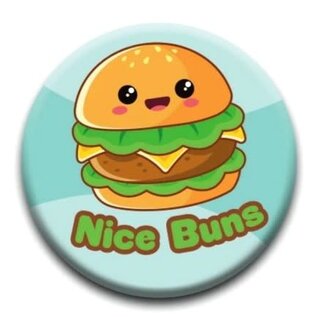 NMR Brands Kawaii Foods Pinback Button - Hamburger Nice Buns