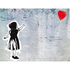 Tushita Postkaart - Banksy - Flying Heart Street Art