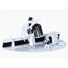 moulinsart set of metal figures Tintin & Snowy bric-a-brac - black and white