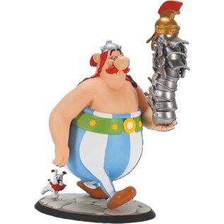 Plastoy Asterix beeld - Obelix met stapel helmen
