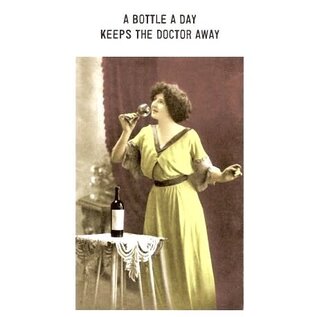 Kartoenfabriek Postkaart - A bottle a day keeps the doctor away