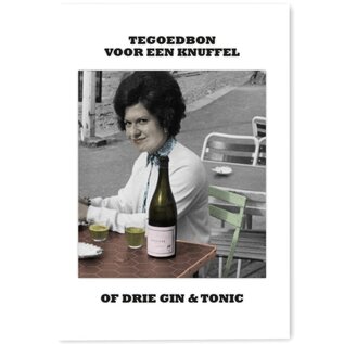 Kartoenfabriek Postkaart - Tegoedbon voor een knuffel, of drie Gin & Tonic
