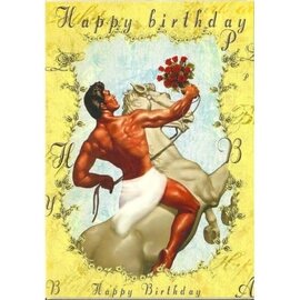 Tres Chic Wenskaart - Designed by Mimi - Happy birthday - man on stallion