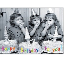 modern times Postkarte - Happy Birthday to you - Drillinge