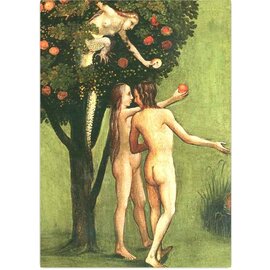 Tushita Postcard - Hieronymus Bosch - The Last Judgment, Adam and Eve (detail)