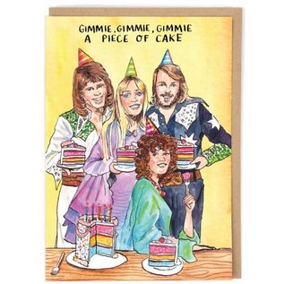Cath Tate Wenskaart - Abba - Gimmie, gimmie, gimmie a piece of cake
