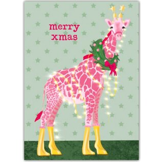 Nobis Design Kerstkaart - Merry  Xmas giraf