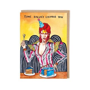 Cath Tate Wenskaart Cat Faulkner - David Bowie - Time doesn't change you