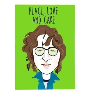 Cath Tate Greeting card Modern Icons - The Beatles - John Lennon Peace, Love and Cake