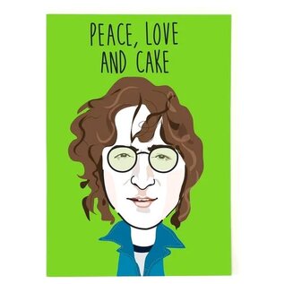 Cath Tate Wenskaart Modern Icons - The Beatles - John Lennon Peace, Love and Cake