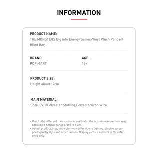 Pop Mart The Monsters - Big into Energy Vinyl Plush Pendant Series Blind Box