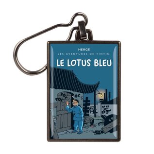 moulinsart Kuifje metalen sleutelhanger  - Le Lotus Bleu (gekleurde versie)
