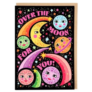 Cath Tate Wenskaart Lost Plots - Over the moon for you!