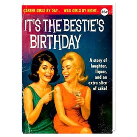 Dean Morris Grußkarte Pulp - It's the Bestie's Birthday. A story of laughter, liquor, and an extra slice of cake!