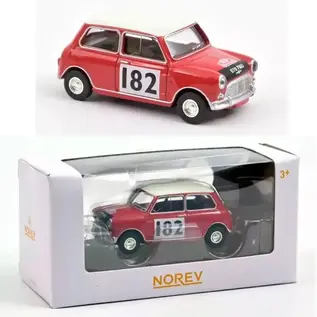 Norev Mini Cooper S 1964 Tartan Red with Racing Number 182 1:54