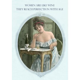 Cath Tate Greeting card Champagne - Women are like wine they reach perfection with age